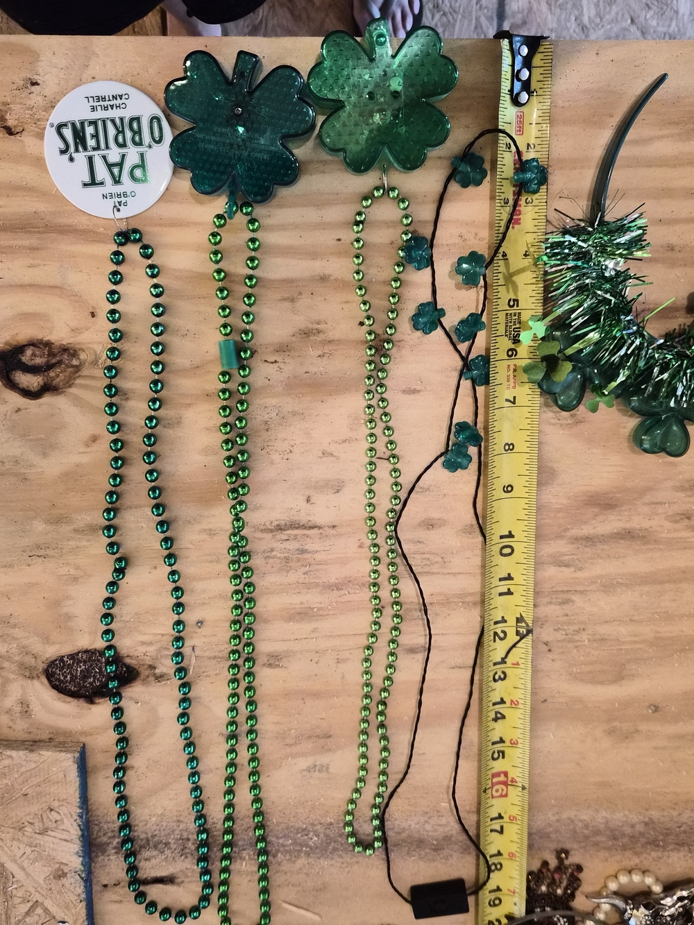 St. Patrick's Day Green Shamrock Bead Necklaces and Headband Set